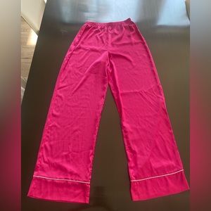 pink silk pants